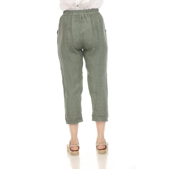 Olive Trouser style Drawstring Pockets Pant - Picture 4 of 4